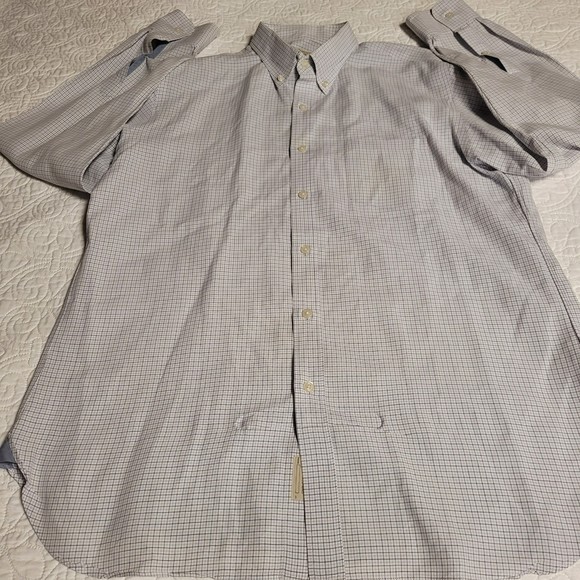 Other - J.Crew Men's White Plaid 100% Cotton Button Down Shirt Size Large, 16-16 1/2